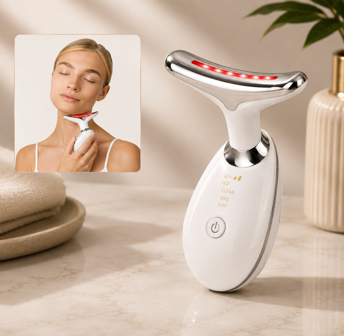 Masajeador Facial con Luz LED · Cuidado y Relajación